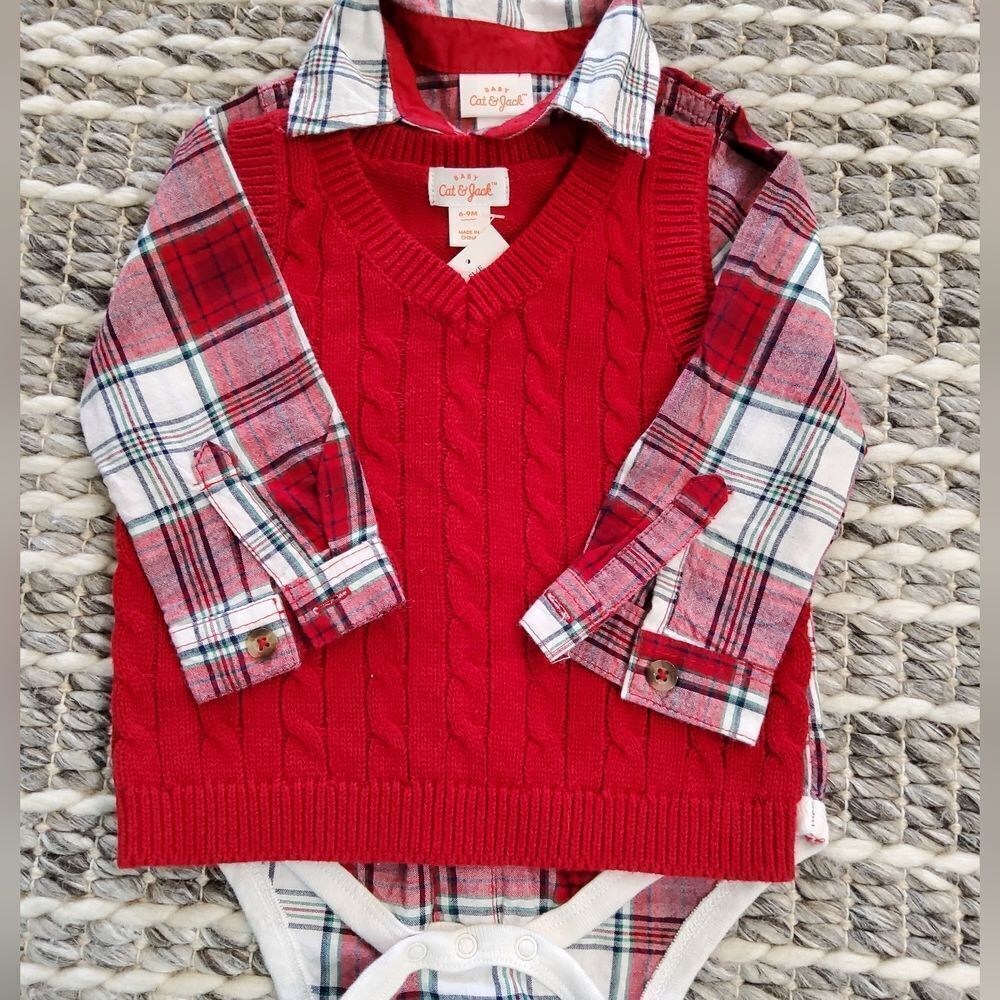 Cat & Jack Baby Boy Bundle of Bodysuit and Vest Size 6-9M
